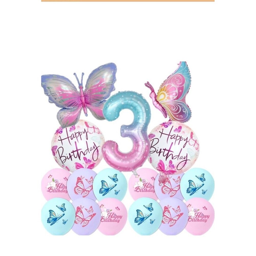 Butterfly Balloons Birthday Decorations Pink Purple Confetti Balloon Girls #3